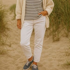 Tommy Hilfiger 7.5 Casual Blue & White Pinstriped Tennis Sneakers Shoes Preppy